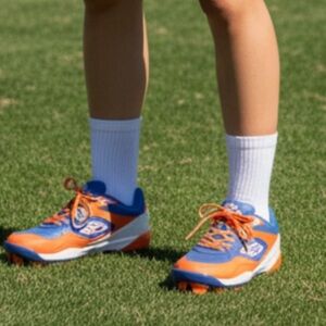 Boombah  Women's Blue and Orange Soft Turf  Molded Cleat athletic Shoes 9 NWOT